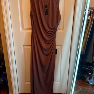 Lulu's One Shoulder Brown Dress
